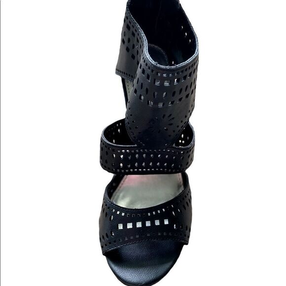 Rampage Black Laser Cut Kippa Heels 6 - Picture 1 of 6